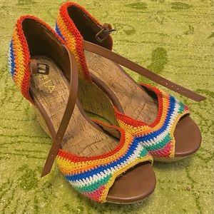 MIA Holly Rainbow Macrame Wedges 🌈